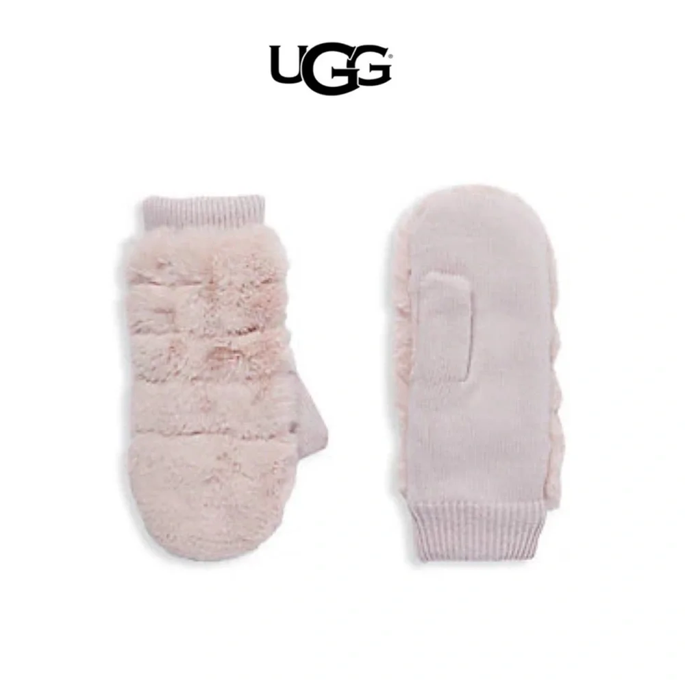 UGG Women’s Pink Faux Fur Mittens NWT